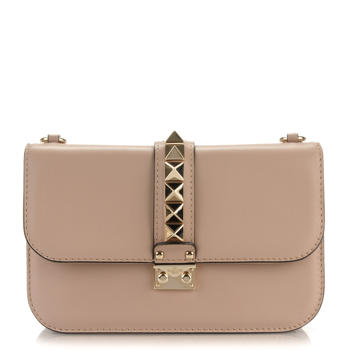 Vitello Medium Glam Lock Rockstud Flap Poudre