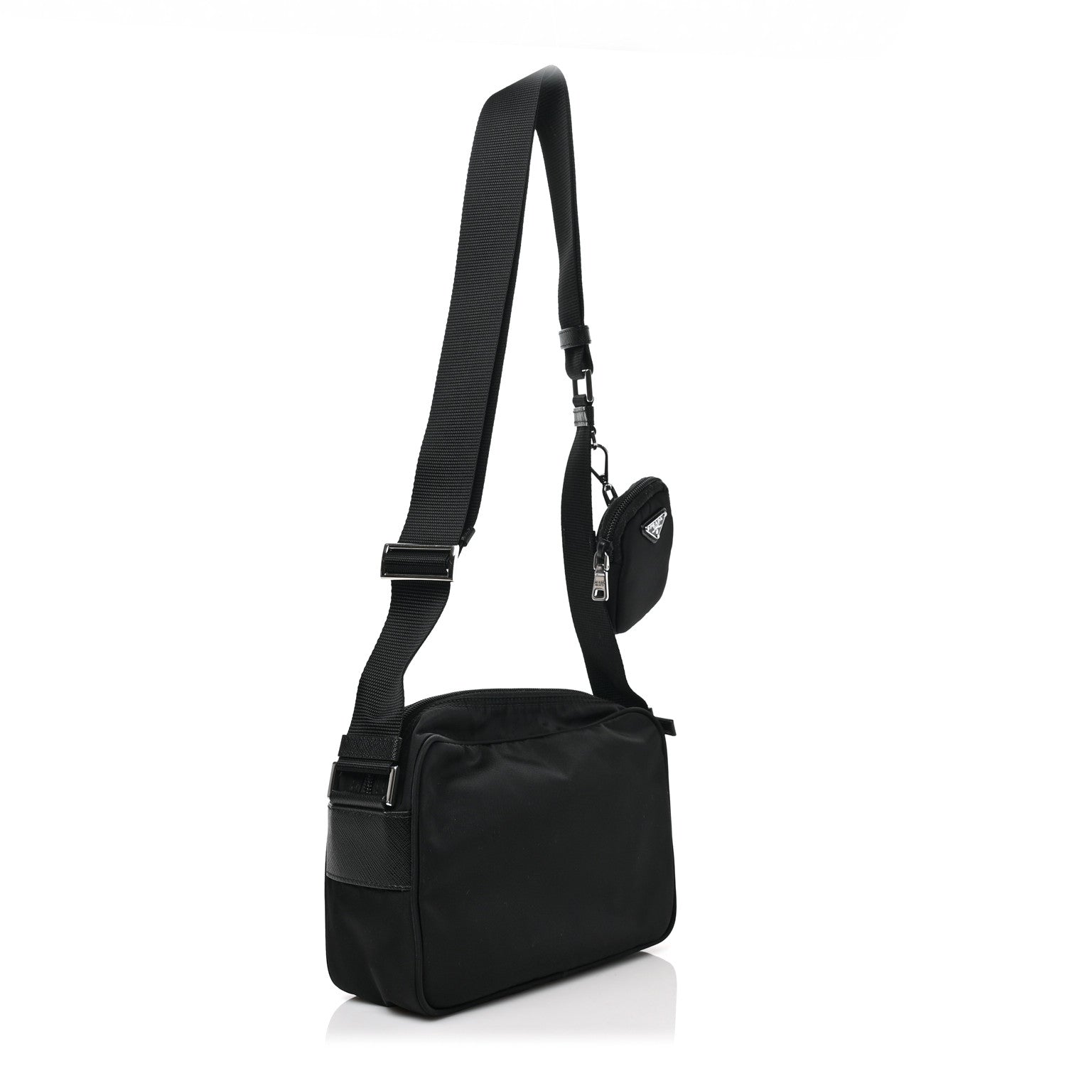 Prada Re-Nylon Vela Saffiano Pocket Double Zip Shoulder Bag Black 3 of 8