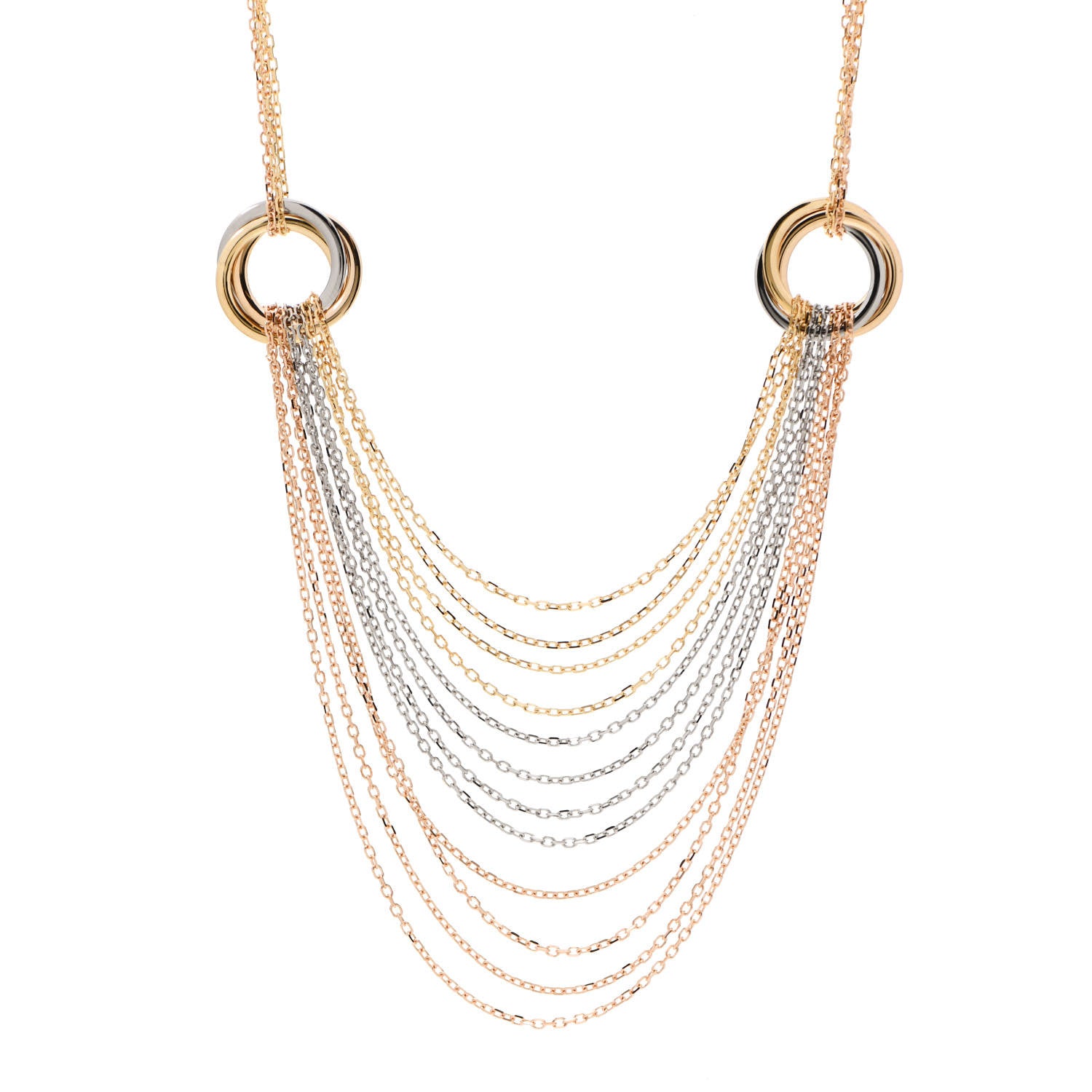 Cartier 18K Pink Yellow White Gold Trinity Multi Strand Necklace 1 of 5