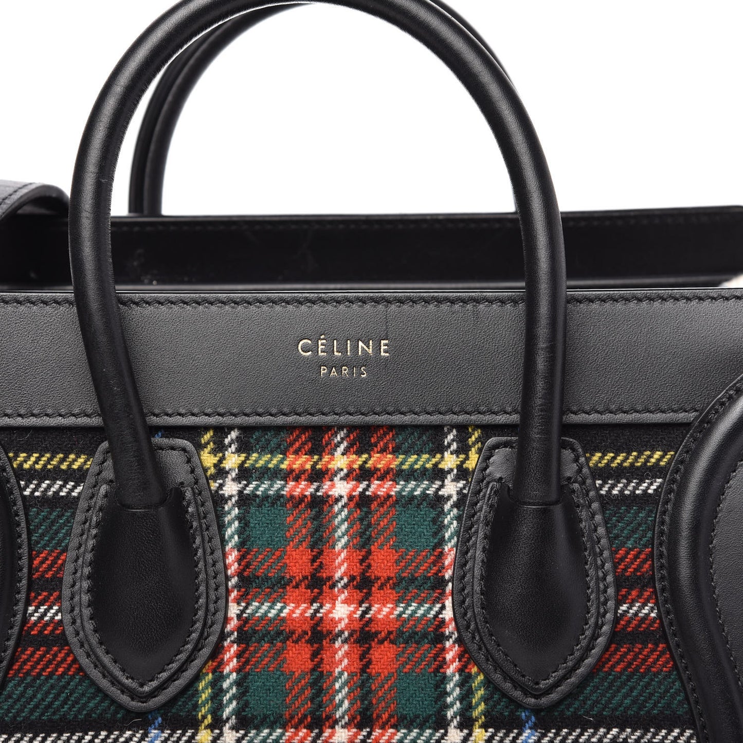 Tartan Calfskin Nano Luggage Red Black