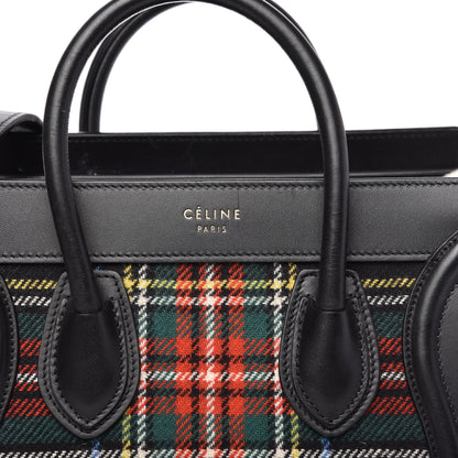Celine Tartan Calfskin Nano Luggage Red Black 10 of 13