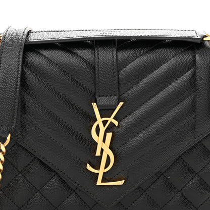 Saint Laurent Grain De Poudre Textured Mixed Matelasse Triquilt Medium Monogram Satchel Black 8 of 14