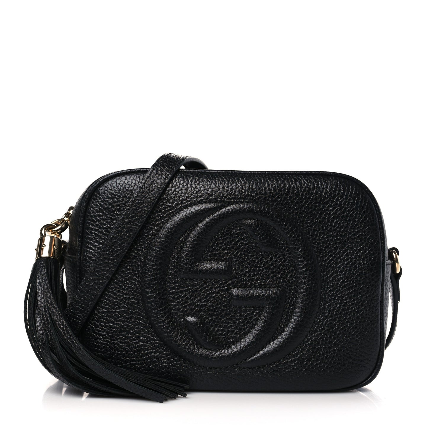 Pebbled Calfskin Small Soho Disco Bag Black