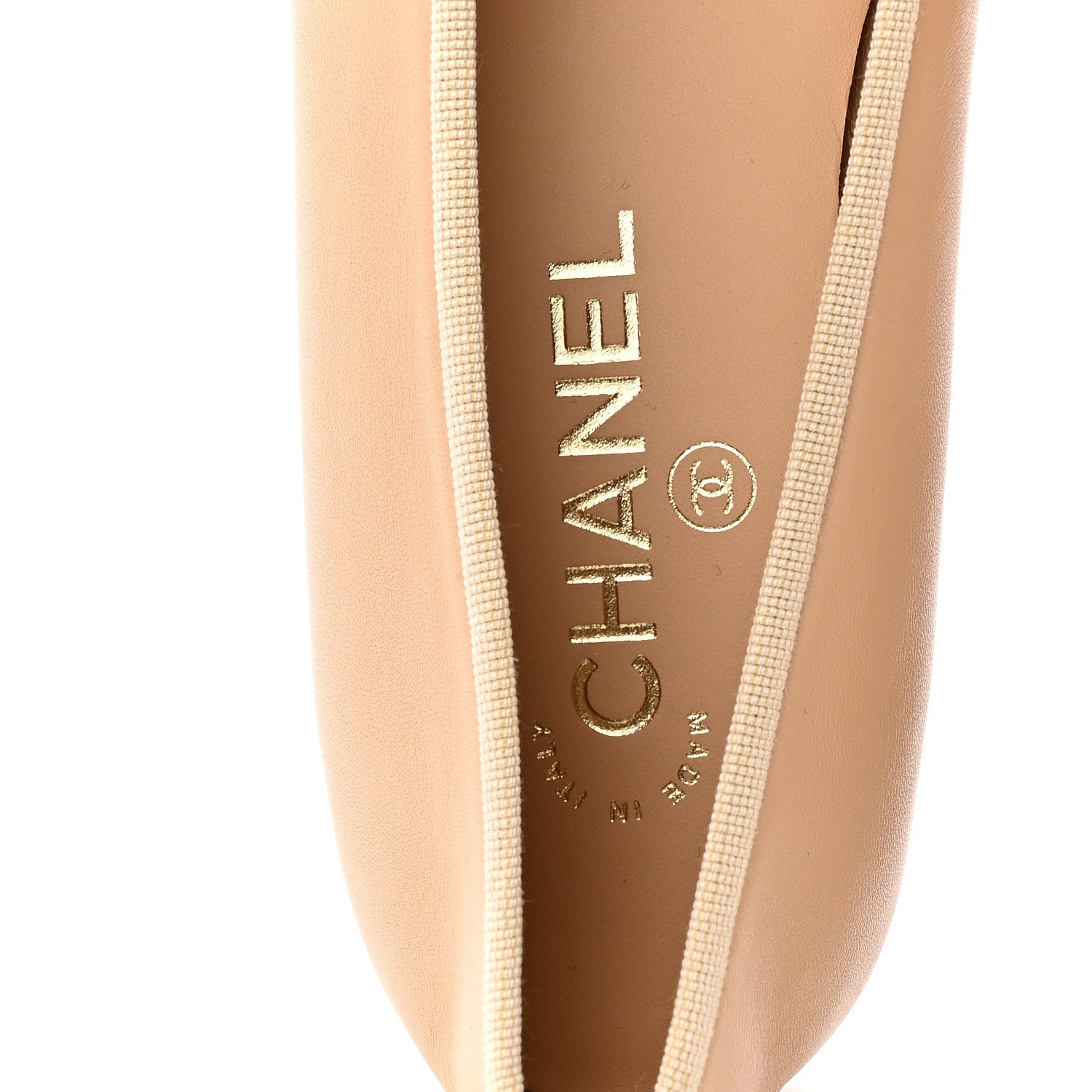 Chanel Lambskin Cap Toe CC Ballerina Flats 39.5 Beige Black 8 of 10