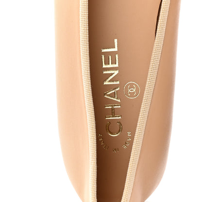 Chanel Lambskin Cap Toe CC Ballerina Flats 39.5 Beige Black 8 of 10