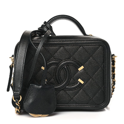 Chanel Caviar Quilted Small CC Filigree Vanity Case Black 1 of 10