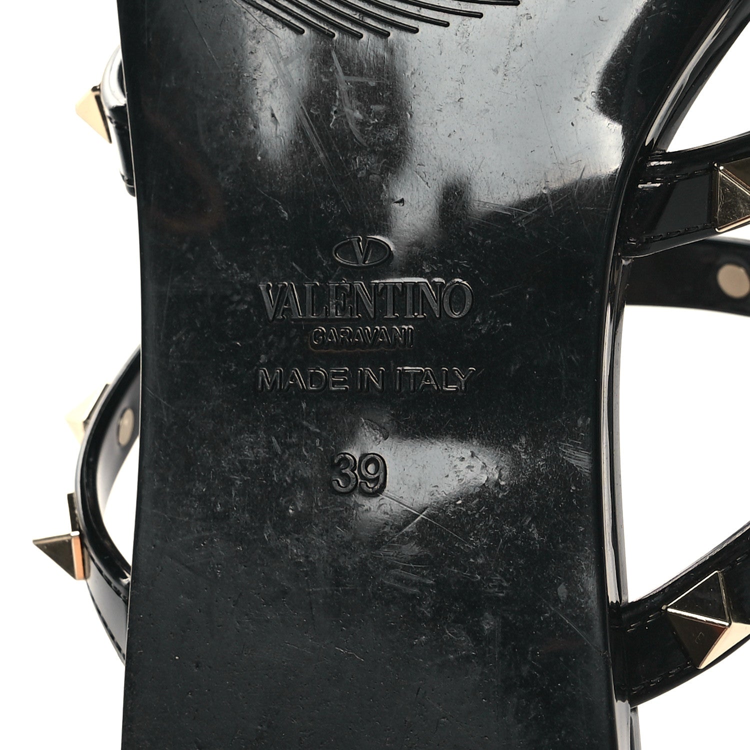 Valentino Garavani PVC Jelly Rockstud Caged Flat Thong Sandals 39 Black 6 of 7