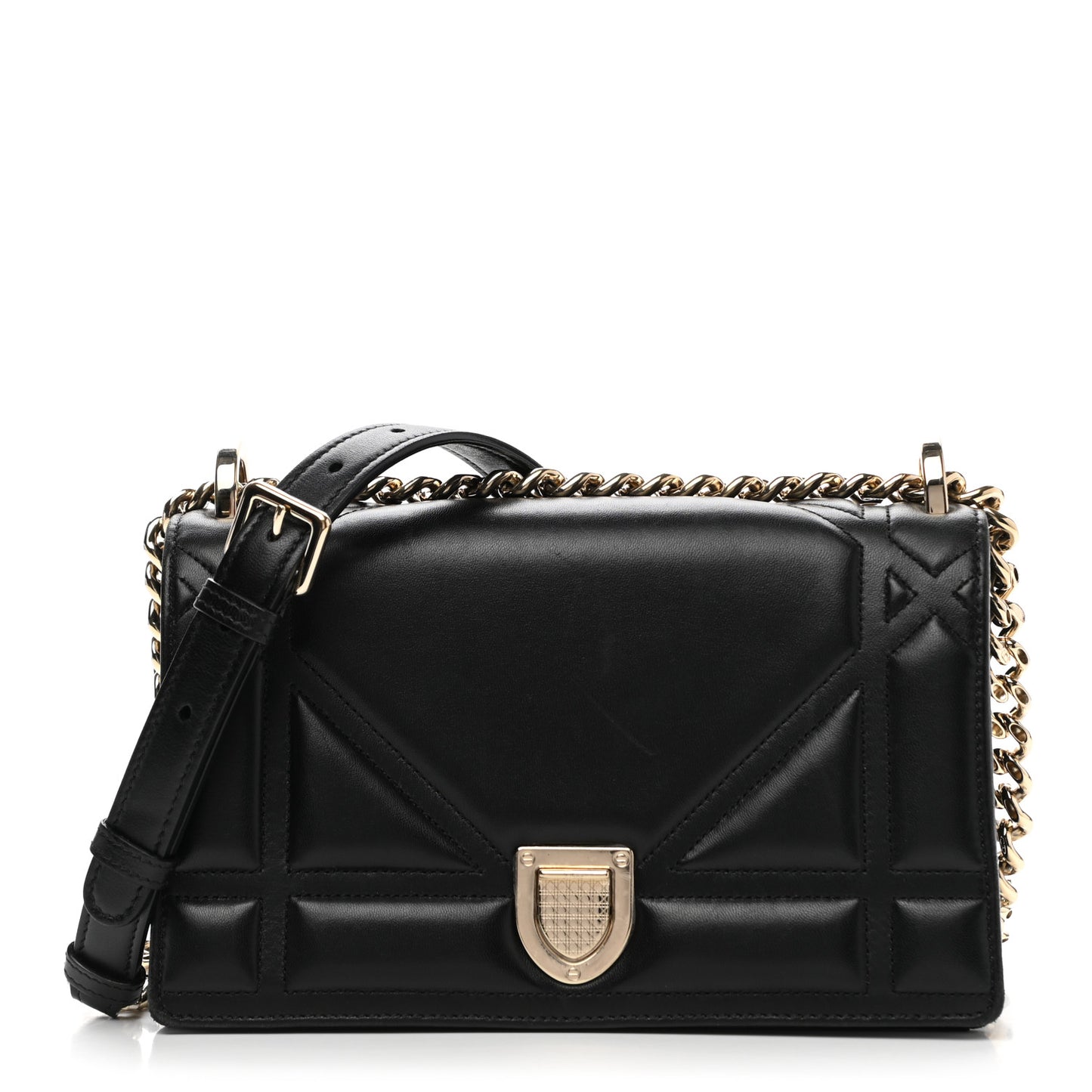 Lambskin Medium Diorama Flap Bag Black