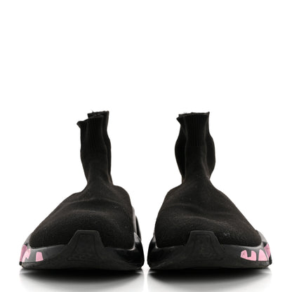 Balenciaga Recycled Knit Womens Speed Graffiti Sneakers 37 Black Pink 2 of 10