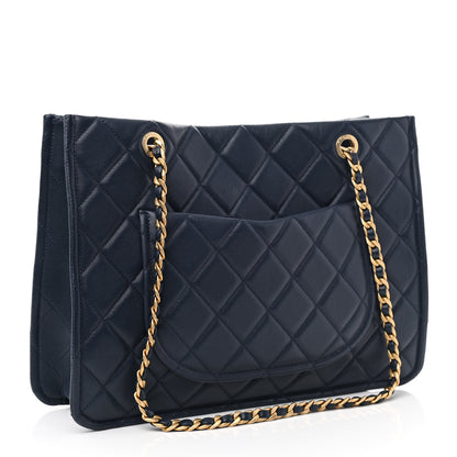 Chanel Caviar Quilted Sweet Classic Shopping Tote Navy Blue 5 of 13