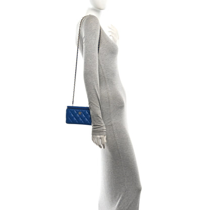 Chanel Lambskin Quilted Pearl Crush Small Vanity Case With Chain Blue 2 of 11