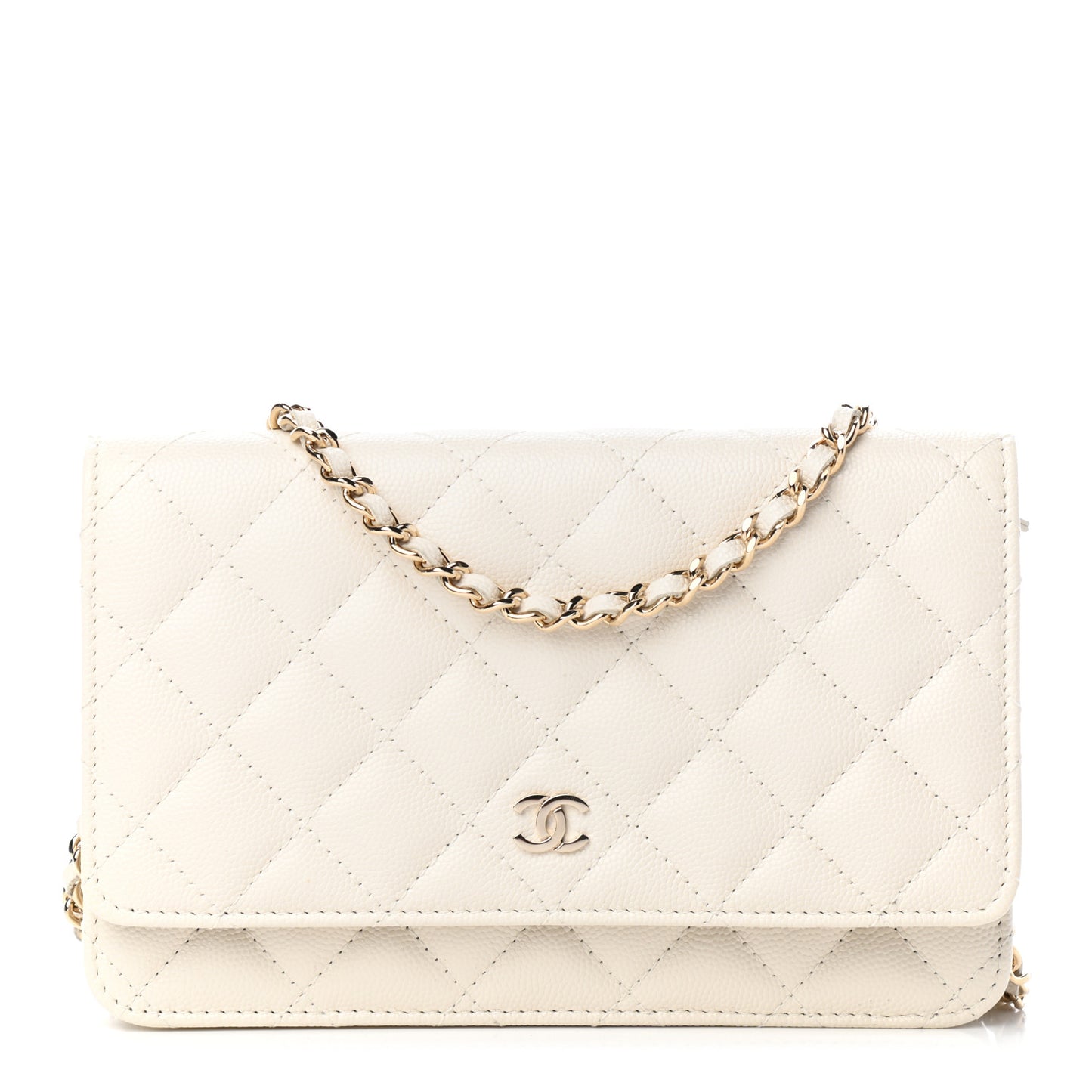 Caviar Quilted Wallet On Chain WOC White