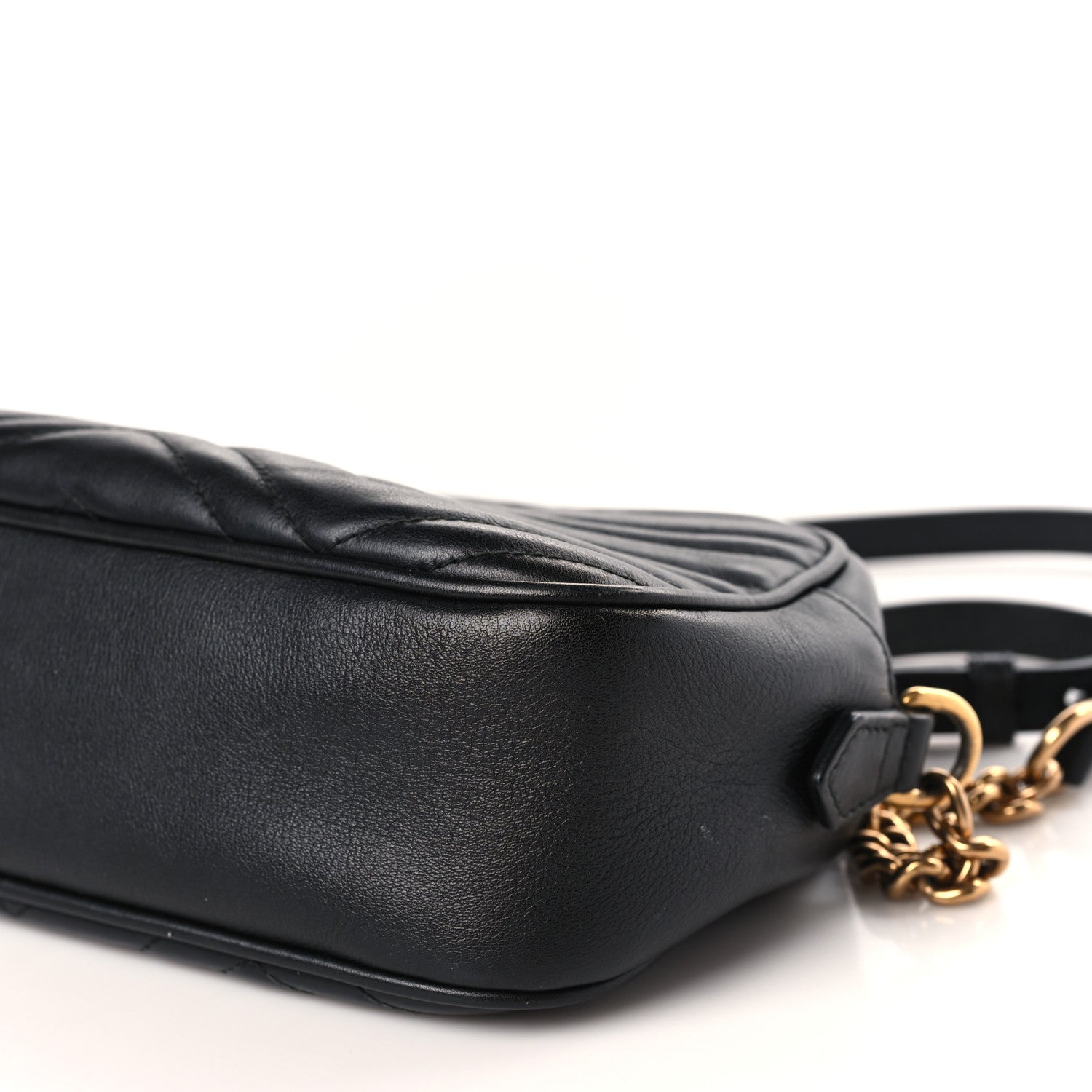 Gucci Calfskin Matelasse Small GG Marmont Chain Shoulder Bag Black 9 of 10