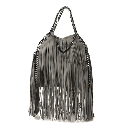 Stella McCartney Shaggy Deer Fringe Mini Falabella Tote Grey 1 of 13