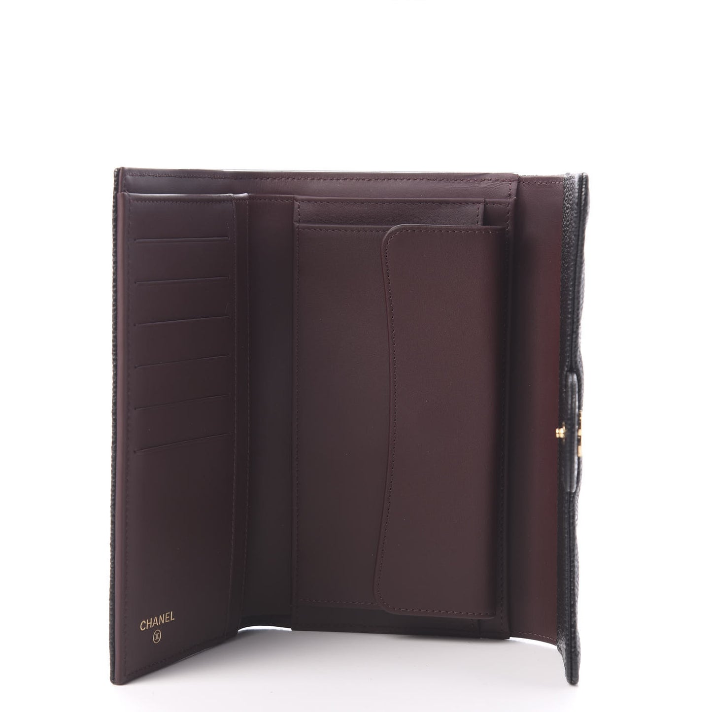 Caviar Quilted Large Flap Wallet Black