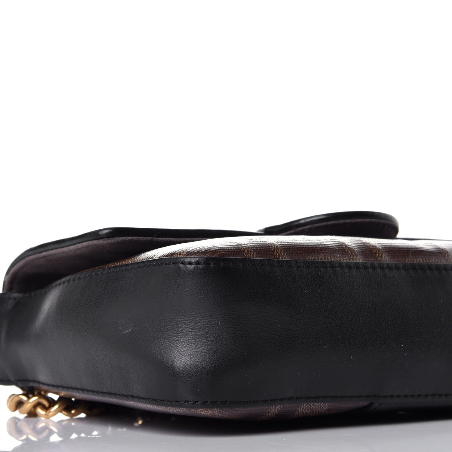 Glazed Fabric Vitello Century FF 1974 Stamp Patch Mini Double F Crossbody Bag Mogano Panna Black