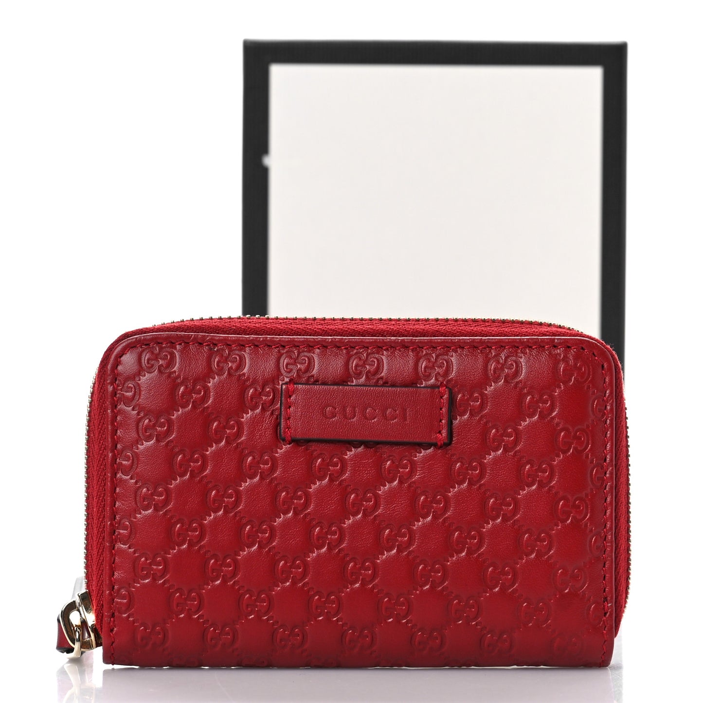 Microguccissima Zip Around Card Case Red