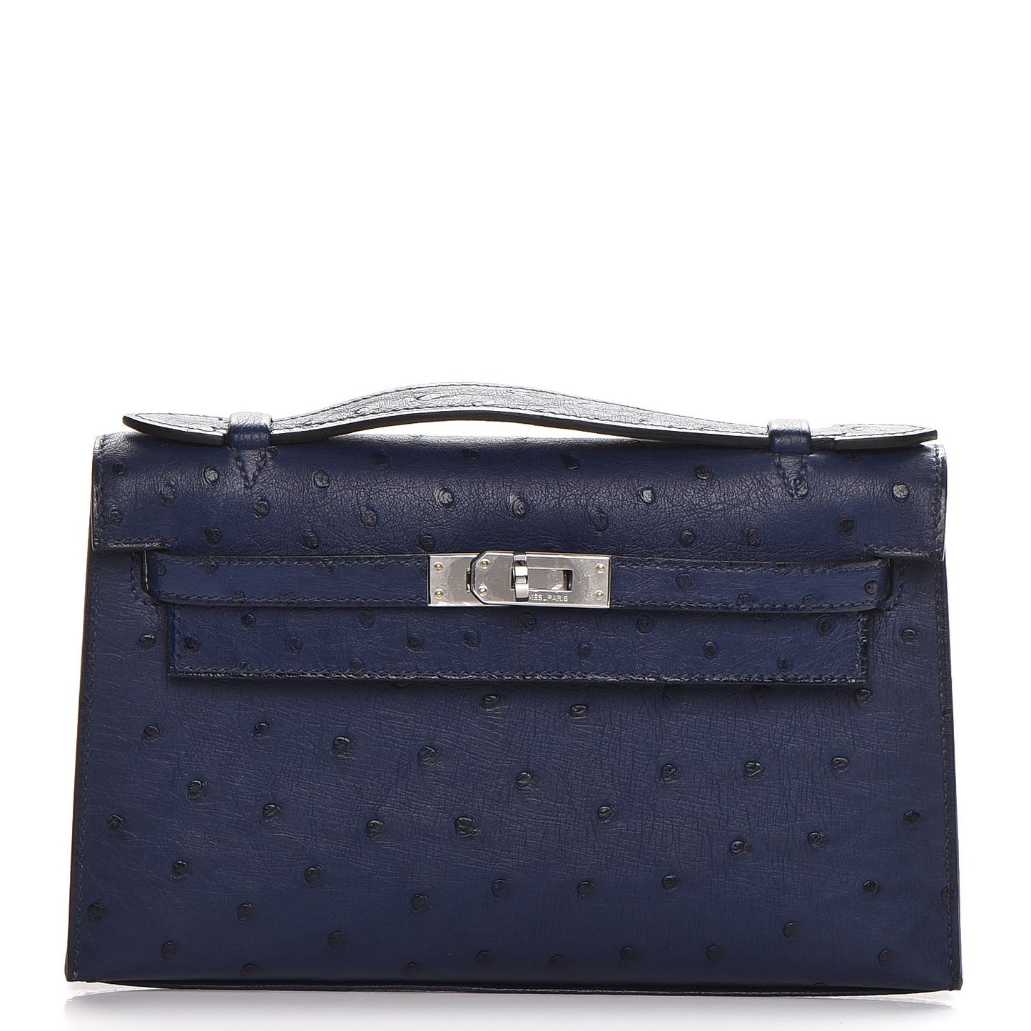 Ostrich Kelly Pochette Bleu Saphir