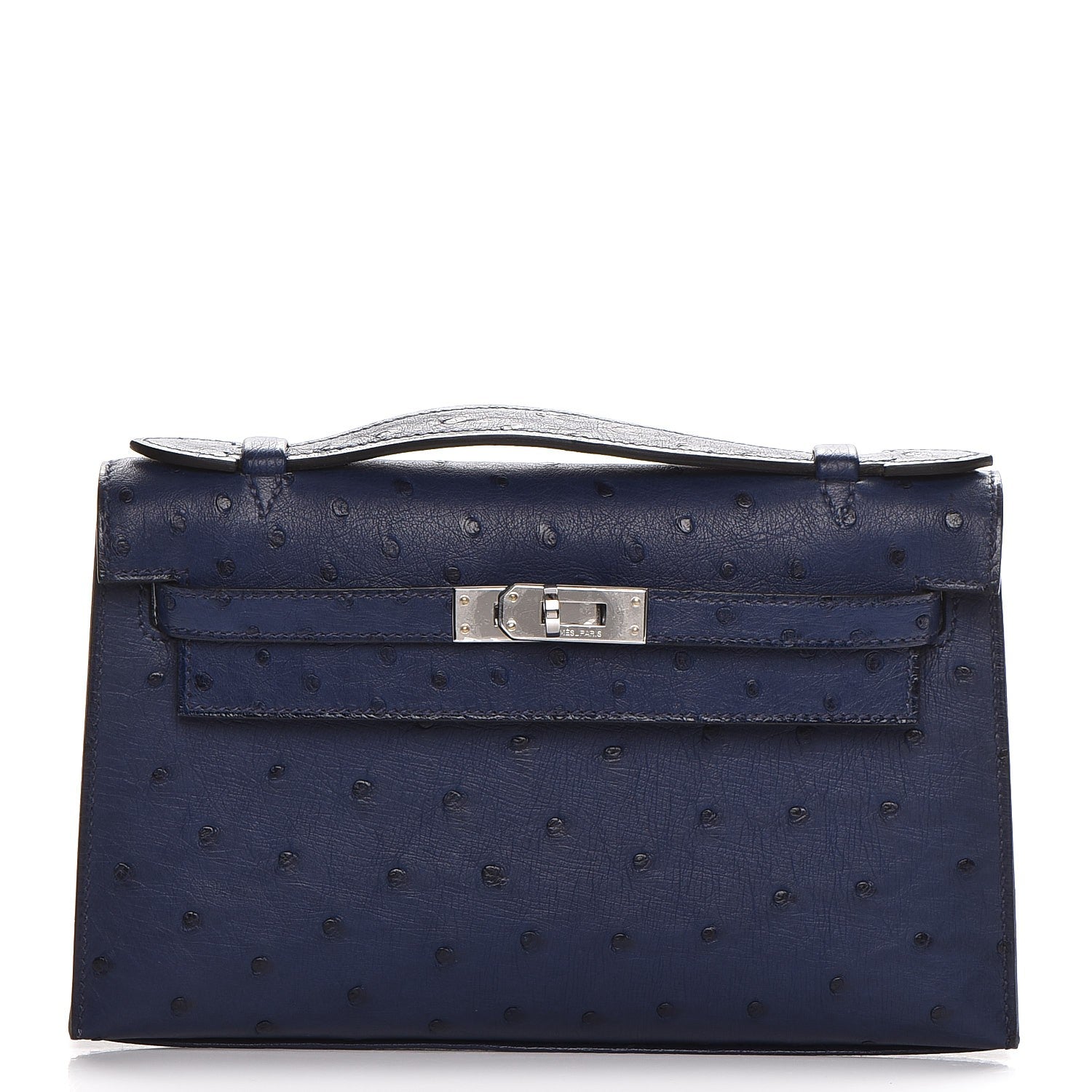 Hermes Ostrich Kelly Pochette Bleu Saphir 1 of 27