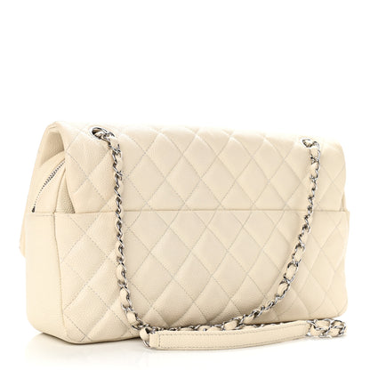 Chanel Caviar Quilted Jumbo Easy Flap Dark White 3 of 13