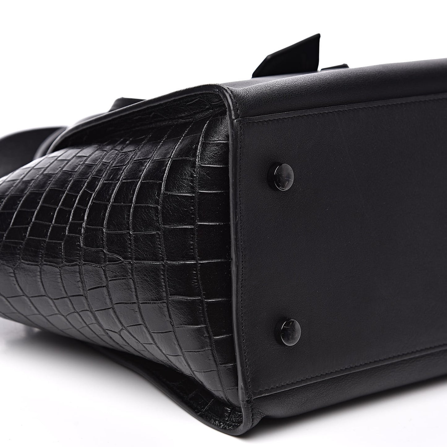 Smooth Calfskin Crocodile Embossed Small Monogram Downtown Cabas Black