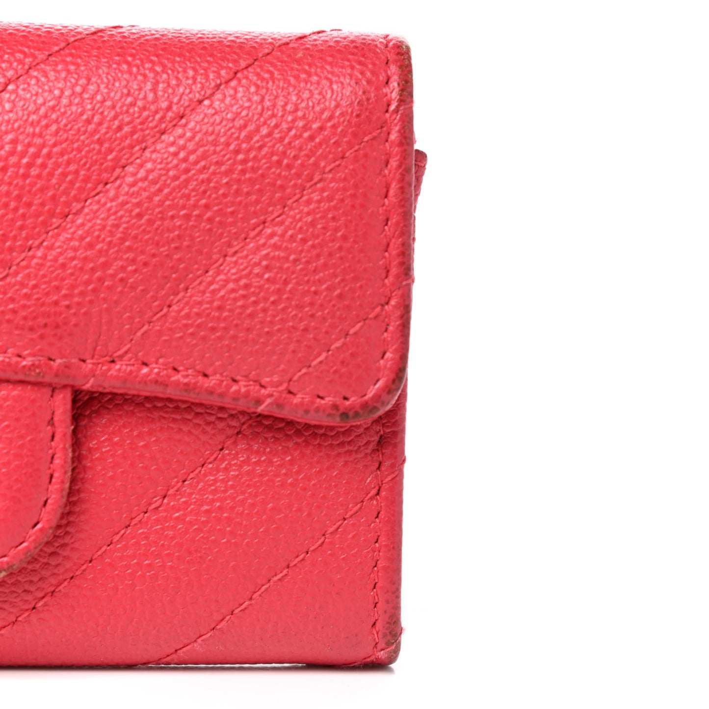 Caviar Chevron Quilted Flap Card Holder Red