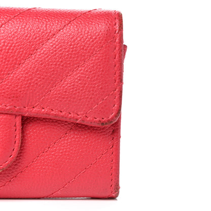 Chanel Caviar Chevron Quilted Flap Card Holder Red 9 of 11
