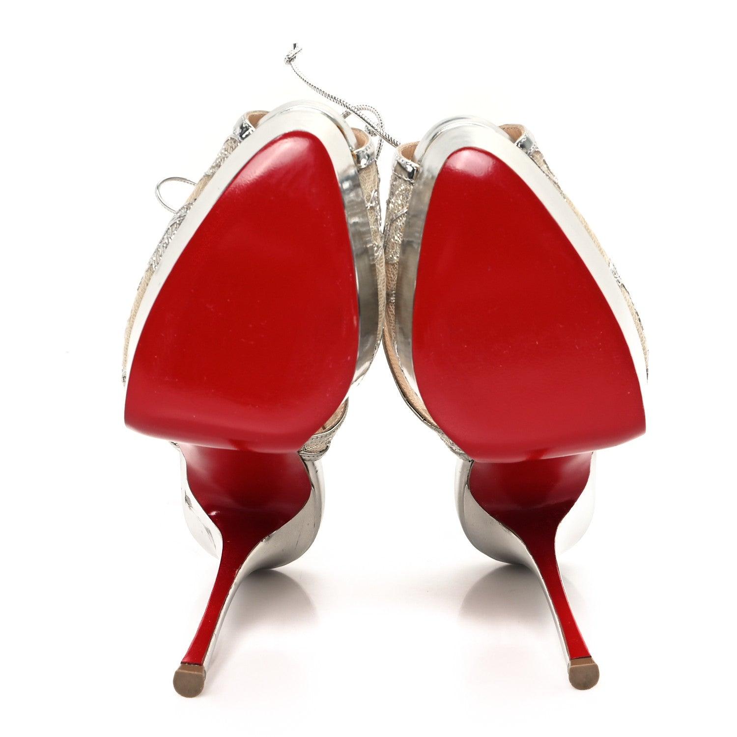 Christian Louboutin Metallic Dentelle Lurex Jose Altafine 150 Bootie 39 Silver 5 of 9
