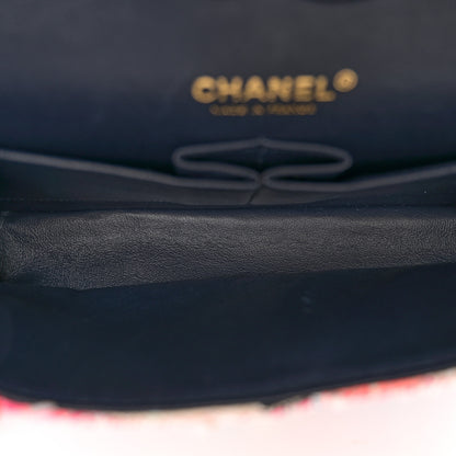 Chanel Tweed Quilted Medium Double Flap Blue Orange Yellow 5 of 11