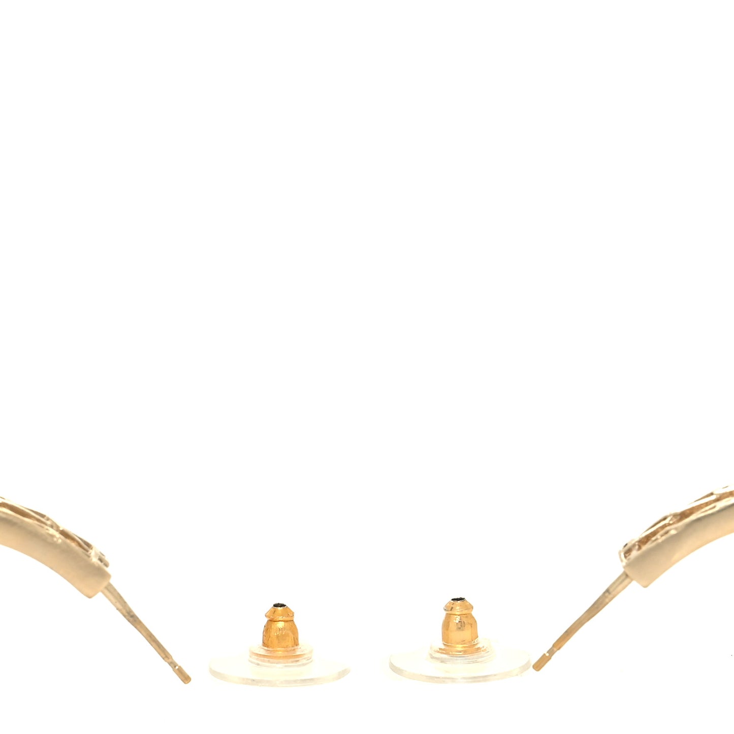 Enamel Crystal Pearl CC Camellia Hoop Earrings Gold