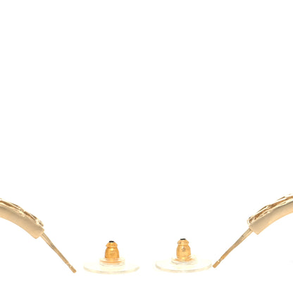 Chanel Enamel Crystal Pearl CC Camellia Hoop Earrings Gold 3 of 4