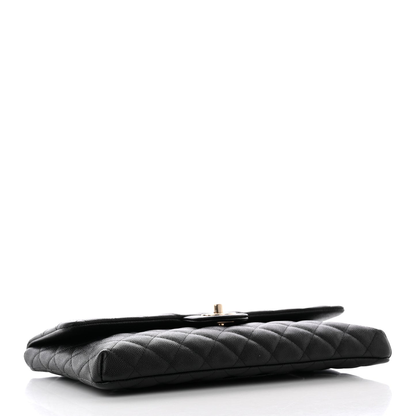 Caviar Quilted Flap Clutch Black