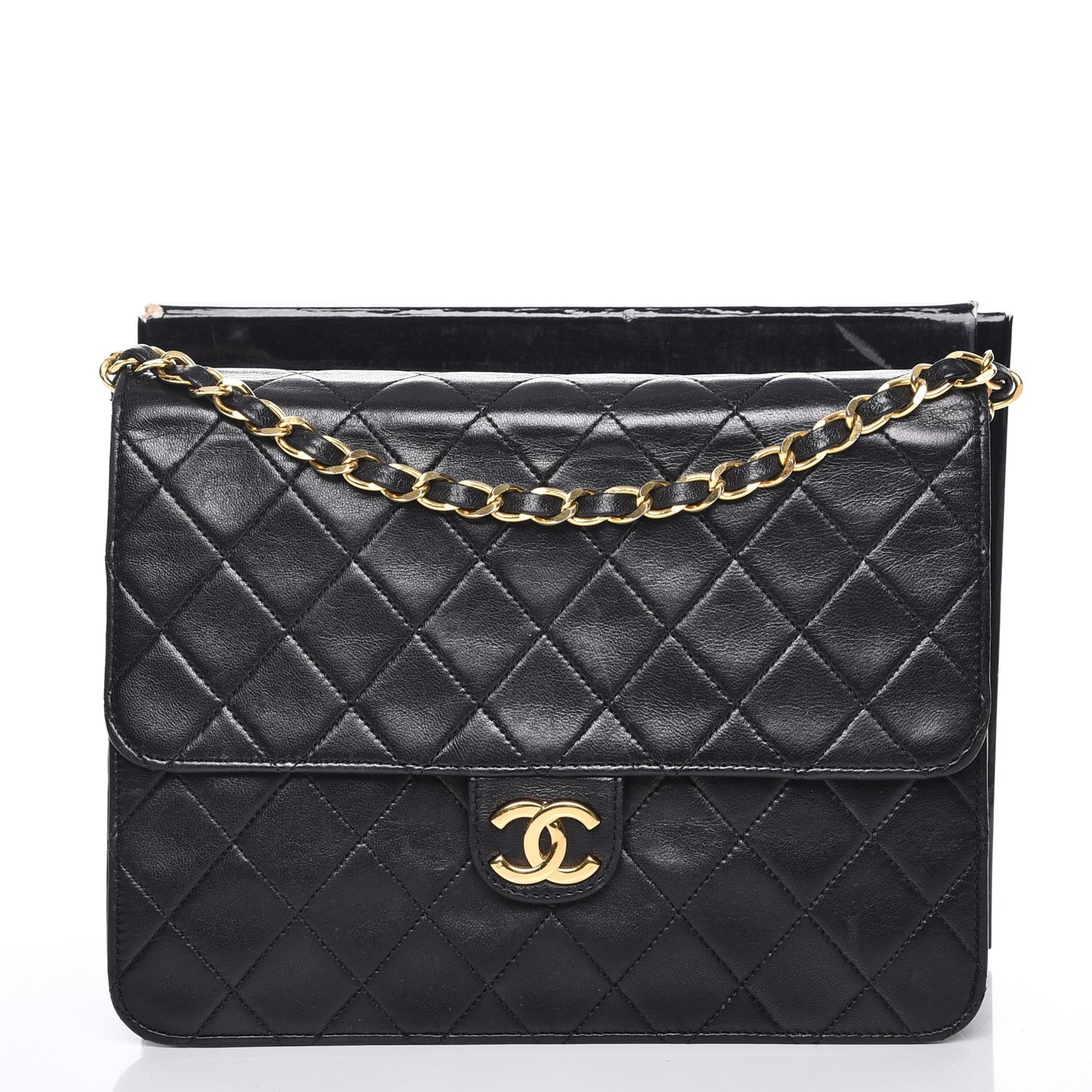 Lambskin Quilted Small Single Flap Black