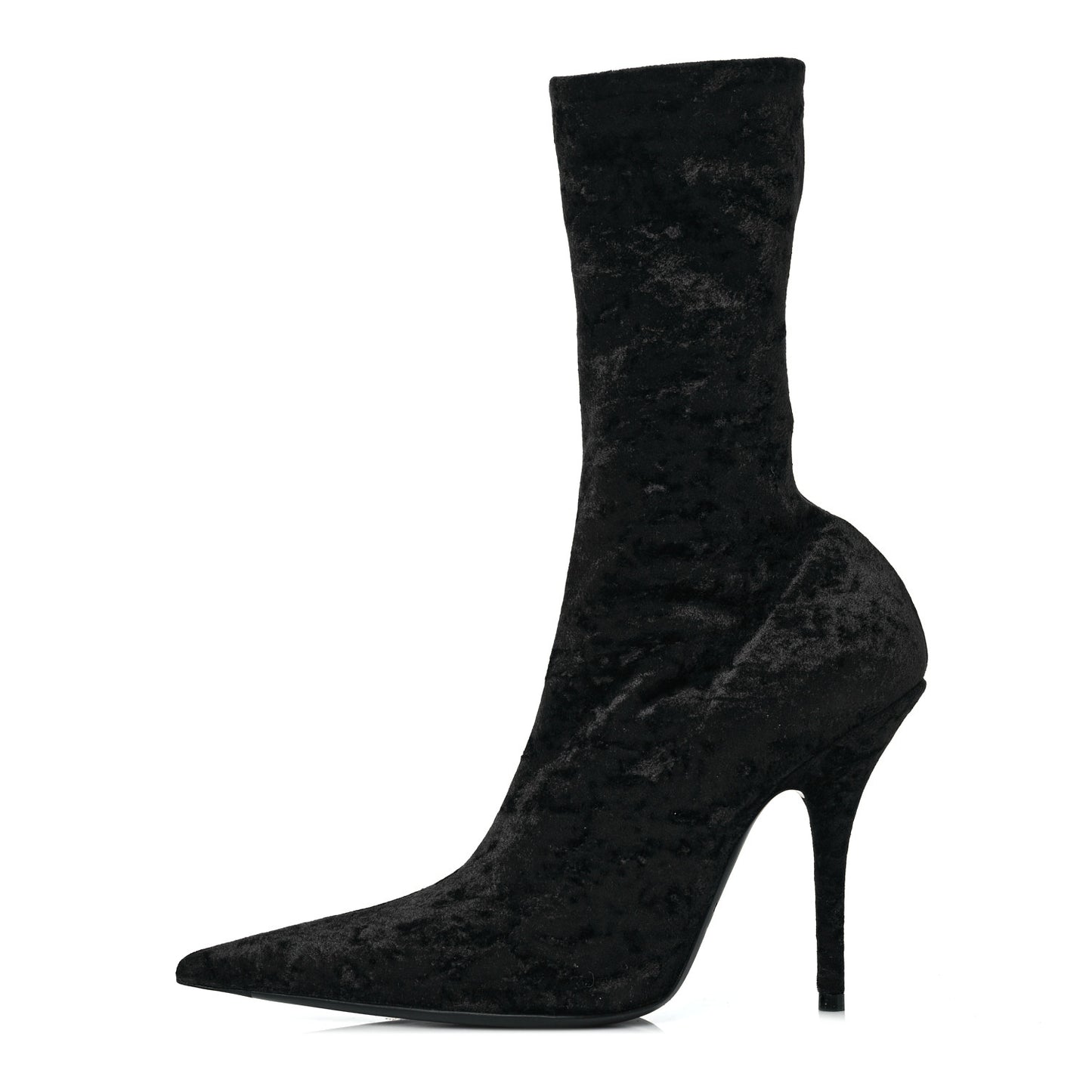Velvet Spandex Extreme Pointed Toe Knife Ankle Boots 38 Black