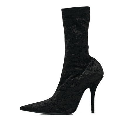 Balenciaga Velvet Spandex Extreme Pointed Toe Knife Ankle Boots 38 Black 1 of 6