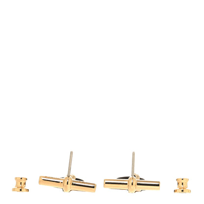 Hermes Lacquered Horn Permabrass Small Sur Mer Drop Earrings Gold Black 3 of 4