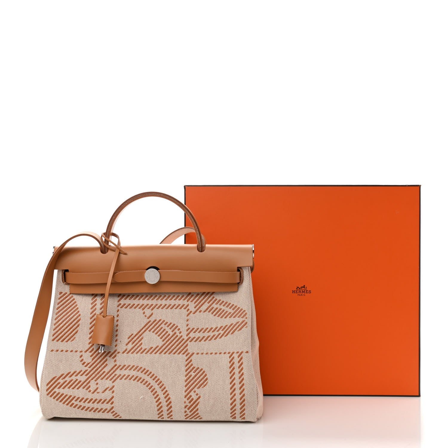 Hermes Vache Hunter Toile H Brides de Gala Herbag Zip Retourne 31 PM Natural 14 of 14