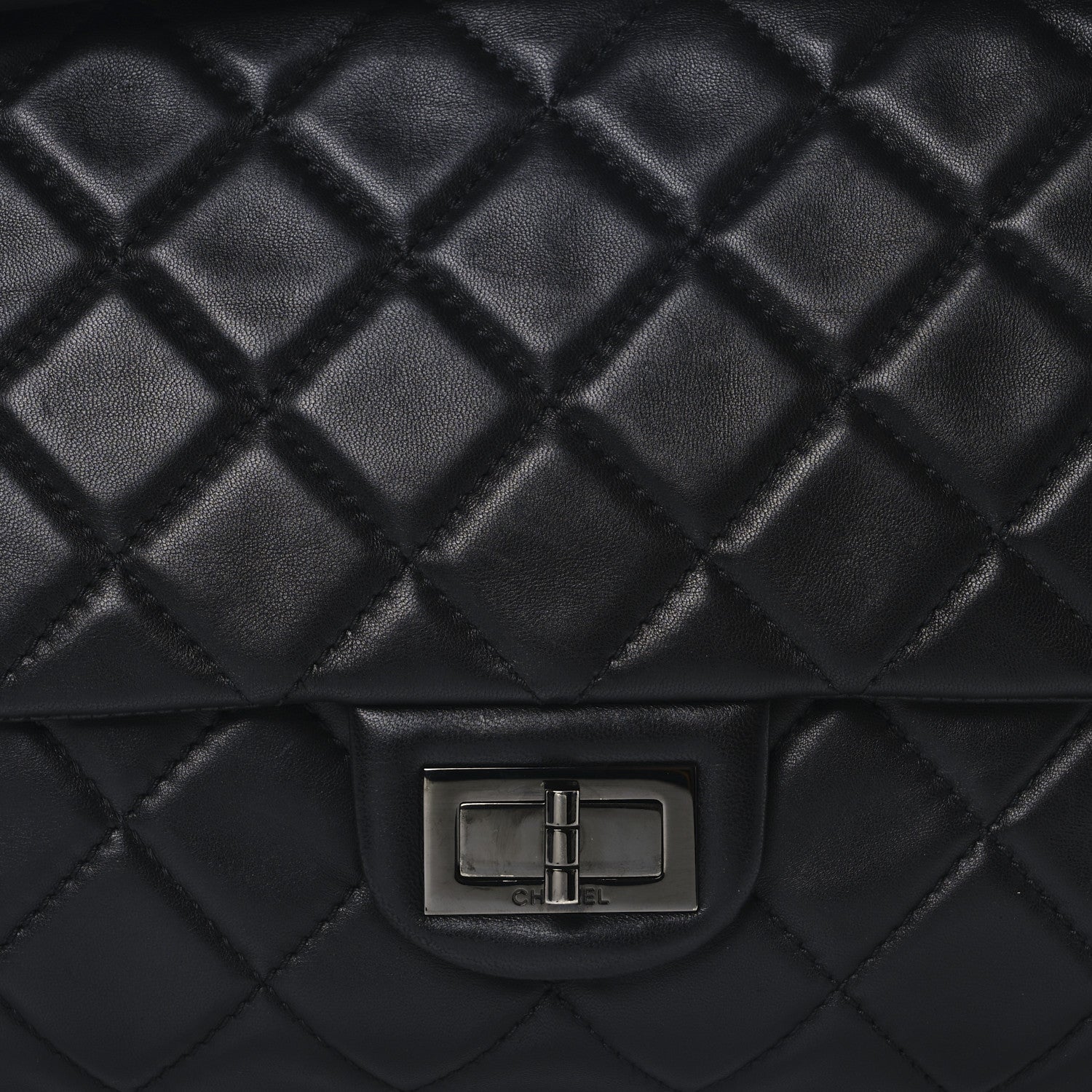 Chanel Lambskin Quilted Jumbo Roll 2.55 Reissue Clutch Black 8 of 10