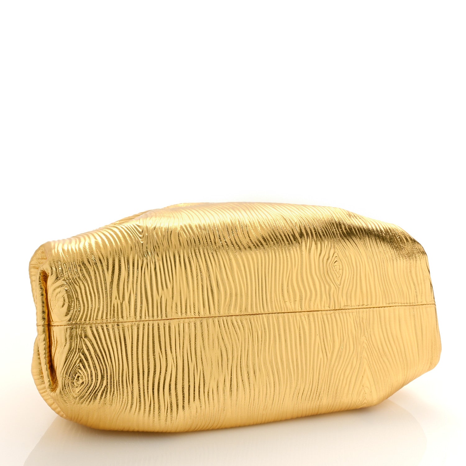 Bottega Veneta Metallic Bark Calfskin Embossed The Pouch Oversized Clutch Oro 4 of 8