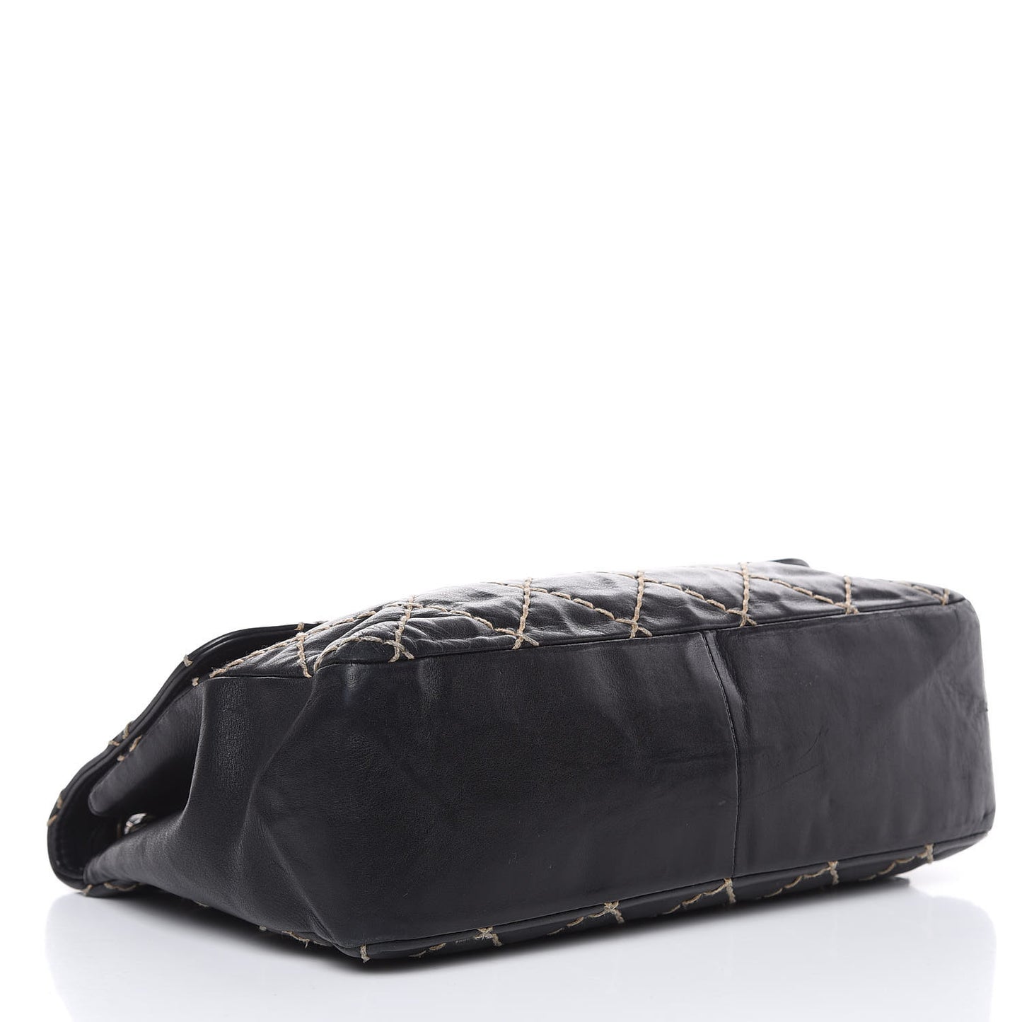 Calfskin Wild Stitch Jumbo Flap Black