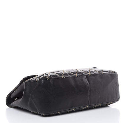 Chanel Calfskin Wild Stitch Jumbo Flap Black 4 of 19