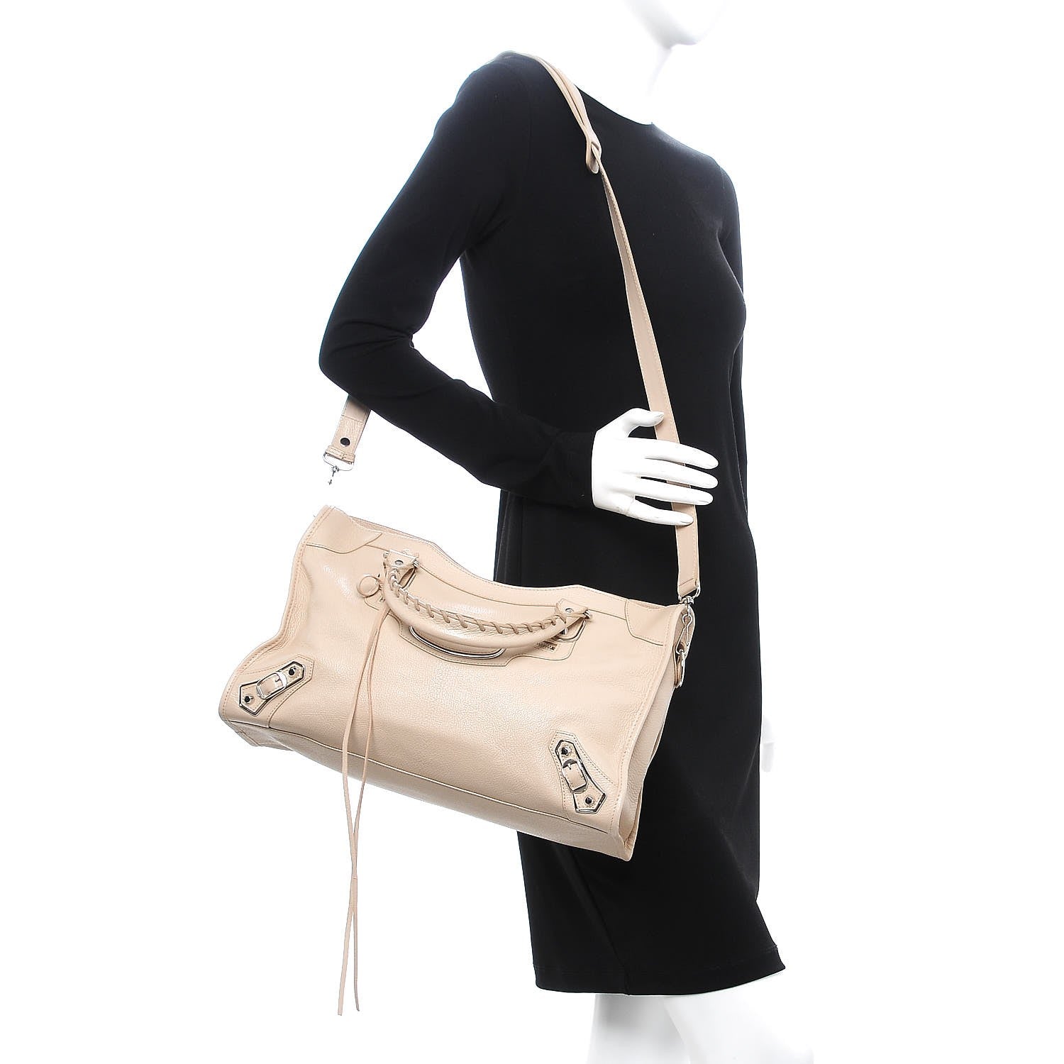 Balenciaga Chevre Silver Metallic Edge Hardware City Beige Tapioca 2 of 9