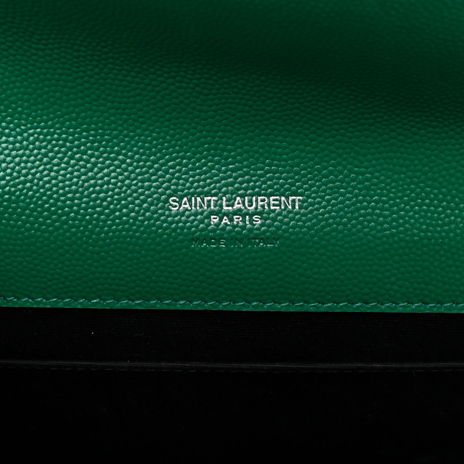Saint Laurent SAINT LAURENT Grain De Poudre Textured Mixed Matelasse Triquilt Monogram Clutch Green Field 6 of 11