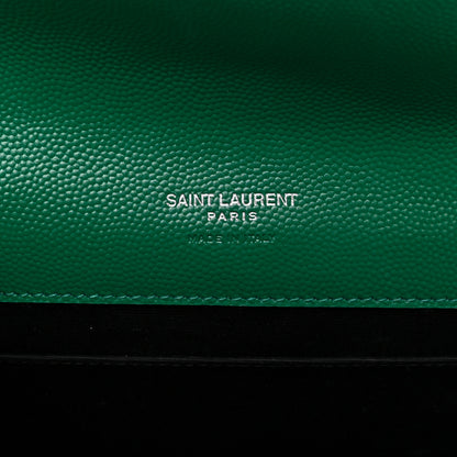 Saint Laurent SAINT LAURENT Grain De Poudre Textured Mixed Matelasse Triquilt Monogram Clutch Green Field 6 of 11