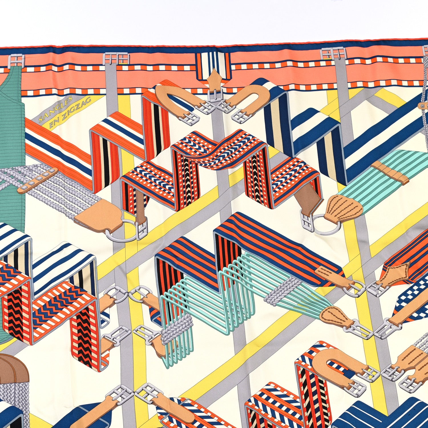 Hermes Silk Sangles En Zigzag Scarf 90 3 of 9