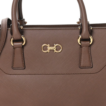 Salvatore Ferragamo Hammered Calfskin Small Beky Tote New Moka 7 of 9