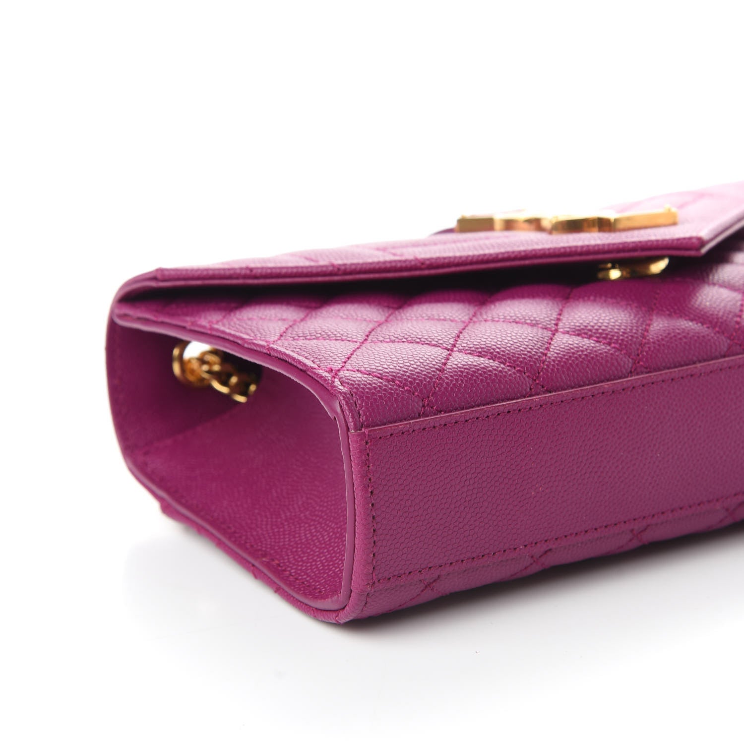 Saint Laurent Grain De Poudre Textured Mixed Matelasse Triquilt Small Monogram Satchel Dark Grape 5 of 10