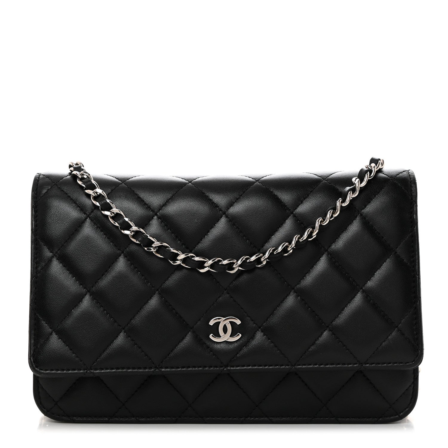 Chanel Lambskin Quilted Wallet On Chain WOC Black 1 of 11
