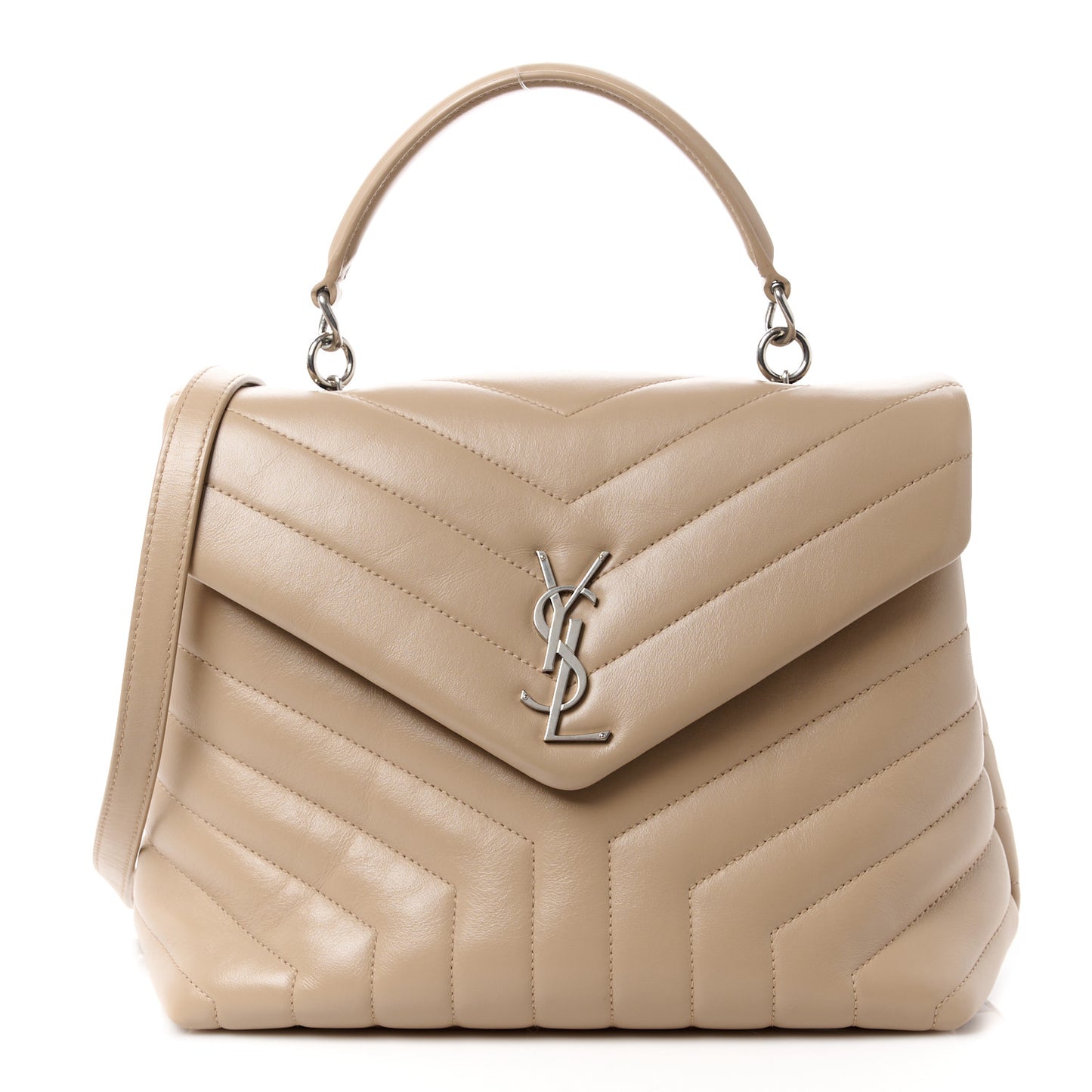 Calfskin Y Quilted Monogram Medium Loulou Satchel Dark Beige