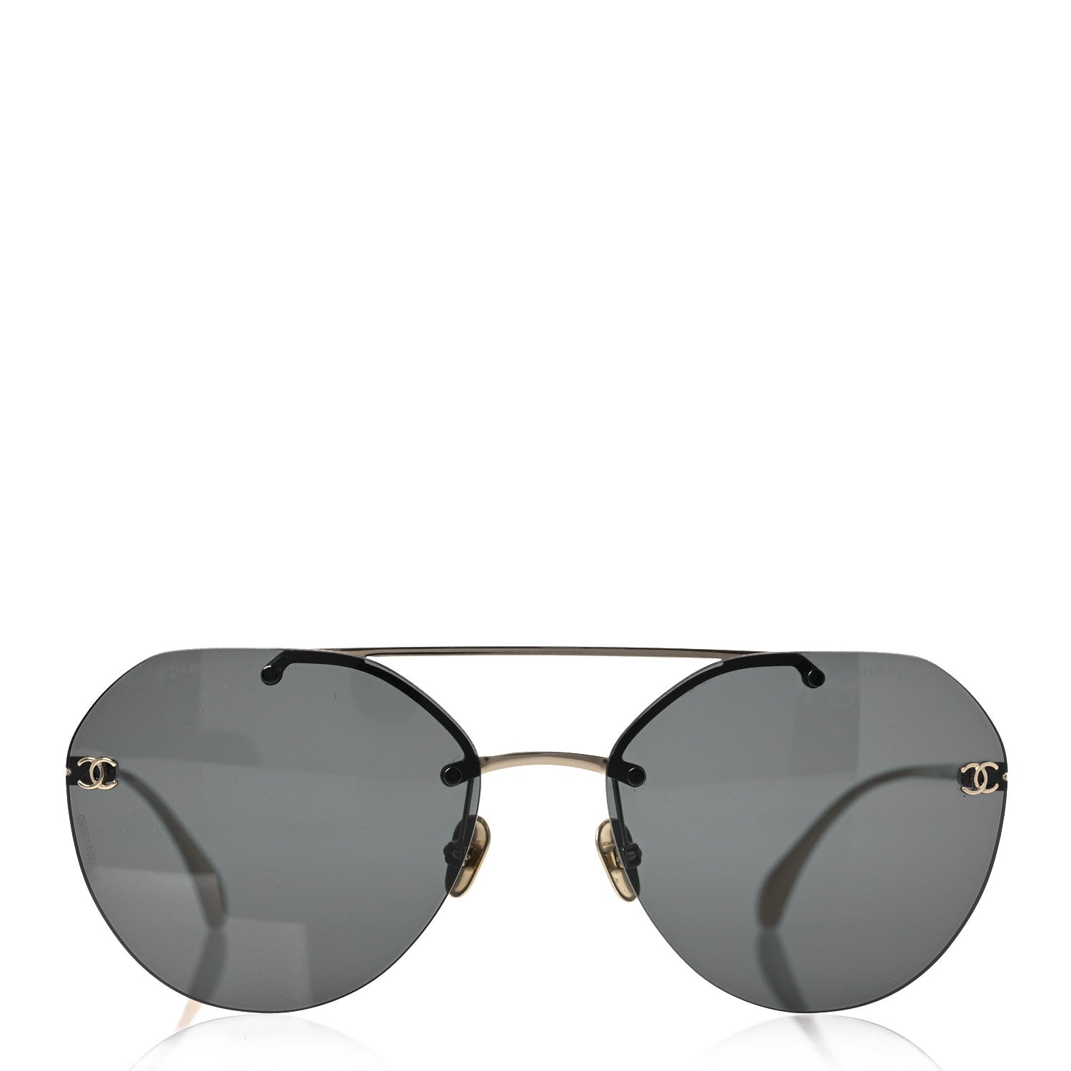 Chanel Titanium CC Pilot Aviator Sunglasses 4272-T Black Gold 2 of 8
